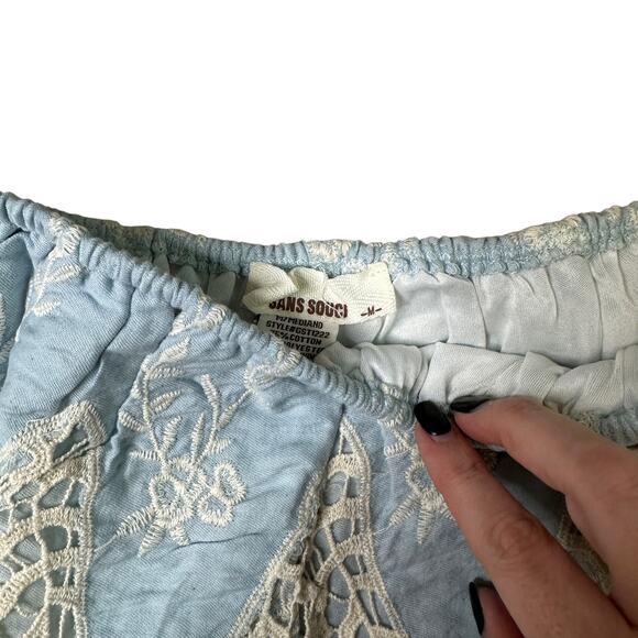 Sans Souci Baby Blue Embroidered Lace Tube Top Medium - Picture 4 of 6